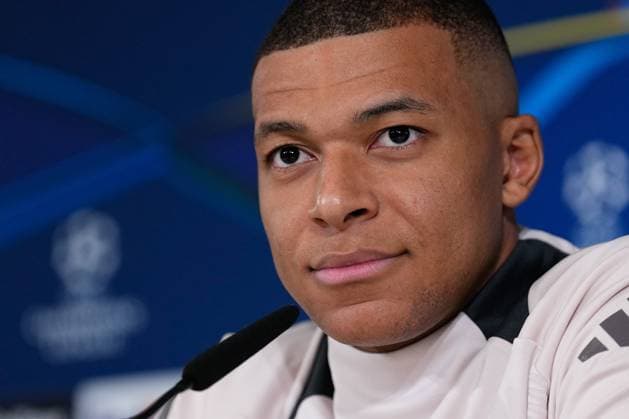 January 21, 2025, Valdebebas, Madrid, SPAIN: Kylian Mbappe attends his press conference, PK, Pressekonferenz during the training day of Real Madrid ahead the UEFA Champions League, football match against RB Salzburg at Ciudad Deportiva Real Madrid on January 21, 2025, in Valdebebas, Madrid, Spain. Valdebebas SPAIN - ZUMAa181 20250121_zaa_a181_021 Copyright: xOscarxJ.xBarrosox