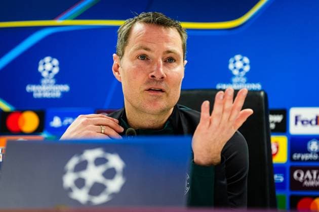Champions League 2024-2025: press conference, PK, Pressekonferenz of Feyenoord Rotterdam - Feyenoord coach Brian Priske during the press conference of Feyenoord in preparation of the Champions League duel against FC Bayern Munich at Stadion Feijenoord De Kuip on 21 January 2025 in Rotterdam, The Netherlands. Copyright: xYannickxVerhoevenx
