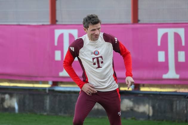 Thomas Mueller FC Bayern Muenchen, 25 at training, GER, Final training, FC Bayern Muenchen, Football, UEFA Champions League, Matchday 7, 2024 2025 season, 21 01 2025, GER, Final training, FC Bayern Muenchen, Football, UEFA Champions League, Matchday 7, 2024 2025 season, 21 01 2025 Muenchen Copyright: xEibner-Pressefoto JennixMaulx EP_JML