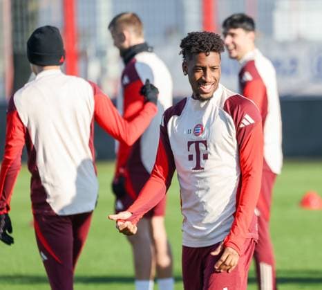 Kingsley Coman FC Bayern Muenchen, 11 laughing at training, GER, Final training, FC Bayern Muenchen, Football, UEFA Champions League, Matchday 7, 2024 2025 season, 21 01 2025, GER, Final training, FC Bayern Muenchen, Football, UEFA Champions League, Matchday 7, 2024 2025 season, 21 01 2025 Muenchen Copyright: xEibner-Pressefoto JennixMaulx EP_JML