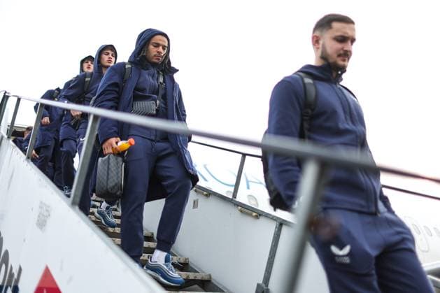 Dinamo Zagreb arrive in London Samy Mmaee of Dinamo Zagreb leave a plane at Stansted Airport on January 21, 2025. in London, England. Dinamo Zagreb will play against Arsenal in the UEFA Champions League.  LukaxStanzl PIXSELL