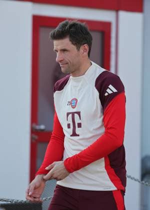 21 01 2025, Champions League FC Bayern final training, Saebenerstrasse Muenchen, Soccer, Sport, in the picture Thomas Mueller FC Bayern Muenchen