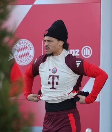 21 01 2025, Champions League FC Bayern final training, Saebenerstrasse Muenchen, Soccer, Sport, in the picture Leroy Sane FC Bayern Muenchen