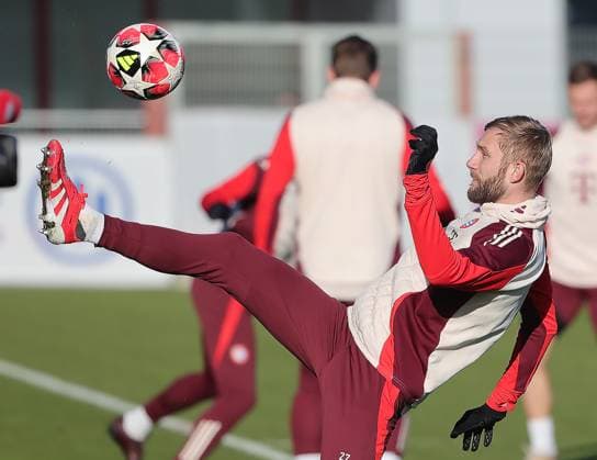 21 01 2025, Champions League FC Bayern final training, Saebenerstrasse Muenchen, Soccer, Sports, in the picture Konrad Laimer FC Bayern Muenchen