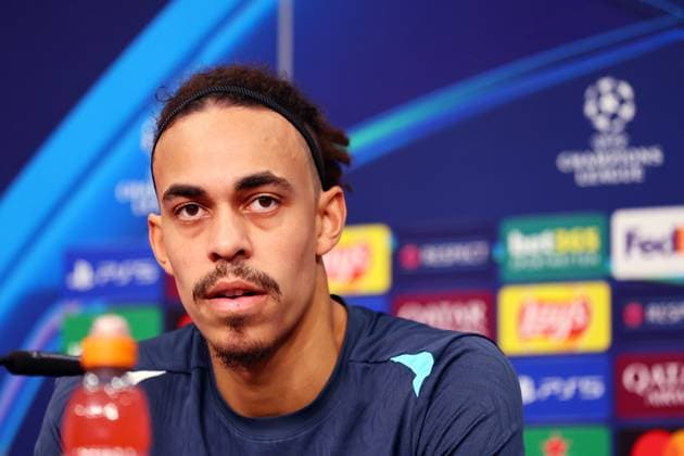 Leipzig, 21 01 2025, RB Leipzig Academy, Football Champions League, RB LEIPZIG PK before tomorrows match against Sporting Lisbon , In the picture Yussuf Yurary Poulsen player of RB Leipzig For editorial use only Only editorial use , Picture Point
