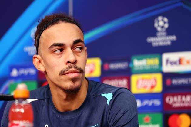 Leipzig, 21 01 2025, RB Leipzig Academy, Football Champions League, RB LEIPZIG PK before tomorrows match against Sporting Lisbon , In the picture Yussuf Yurary Poulsen player of RB Leipzig For editorial use only Only editorial use , Picture Point
