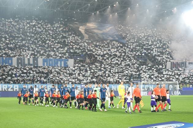 SOCCER - UEFA CL, Atalanta vs Sturm BERGAMO,ITALY,21.JAN.25 - SOCCER - UEFA Champions League, Atalanta Bergamo Calcio vs SK Sturm Graz. Image shows team of Atalanta and team of Sturm.  GEPAxpictures xChrisxBauer