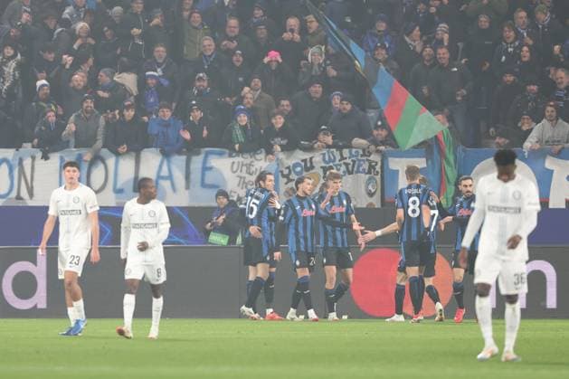 SOCCER - UEFA CL, Atalanta vs Sturm BERGAMO,ITALY,21.JAN.25 - SOCCER - UEFA Champions League, Atalanta Bergamo Calcio vs SK Sturm Graz. Image shows the rejoicing of Atalanta.  GEPAxpictures xChrisxBauer