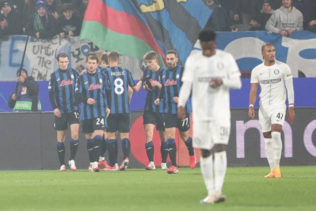 SOCCER - UEFA CL, Atalanta vs Sturm BERGAMO,ITALY,21.JAN.25 - SOCCER - UEFA Champions League, Atalanta Bergamo Calcio vs SK Sturm Graz. Image shows the rejoicing of Atalanta.  GEPAxpictures xChrisxBauer