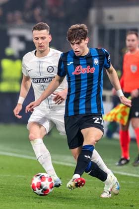 SOCCER - UEFA CL, Atalanta vs Sturm BERGAMO,ITALY,21.JAN.25 - SOCCER - UEFA Champions League, Atalanta Bergamo Calcio vs SK Sturm Graz. Image shows Dimitri Lavalee (Sturm) and Marco Palestra (Atalanta).  GEPAxpictures xChrisxBauer