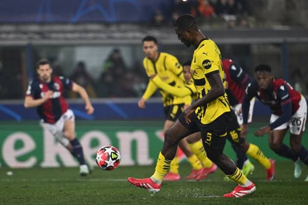 Serhou Guirassy of Borussia Dortmund scores the goal for 0-1 during the 7st day of the UEFA Champions League between Bologna F.C. and Borussia Dortmund at the Renato Dall Ara Stadium on January 21, 2025 in Bologna, Italy.  Copyright: xDomenicoxCippitelli IPAxSportx xipa-agency.netx xx IPA_53200658 IPA_Agency_IPA53200658