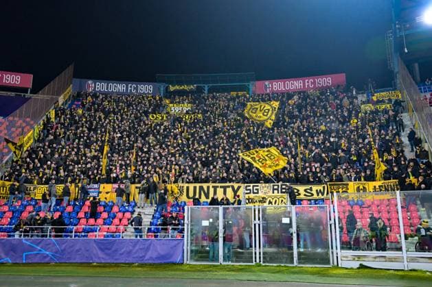 CALCIO - UEFA Champions League - Bologna FC vs Borussia Dortmund Borussia Dortmund supporters during Bologna FC vs Borussia Dortmund, UEFA Champions League football match in Bologna, Italy, January 21 2025 Bologna Italy  Copyright: xIPAxSport ABACAx