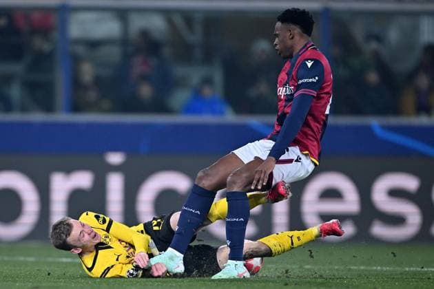 Cm Bologna 21 01 2025 - Champions League Bologna-Borussia Dortmund foto Cristiano Mazzi Image nella foto: Maximilian Beier-Jhon Lucumi 