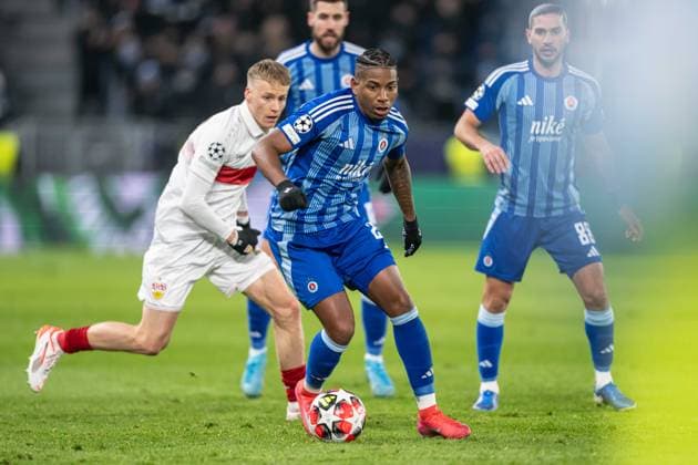Cesar Blackman during UEFA Champions league match, SK Slovan Bratislava - VFB Stuttgart , 21. january 2025, Tehelne pole Stadium, Bratislava, Slovakia Copyright: xMICHALxFAJT,ZOSPORTU.SKx FAJ_7413