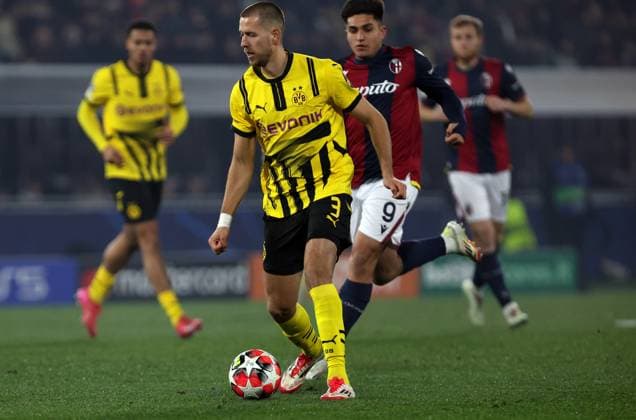 Borussia s Waldemar Anton during the Uefa Champions League soccer match between Bologna f.c. and Borussia Dortmund at & x201c;Renato Dall Ara& x201d; Stadium, Bologna, northern Italy, Tuesday, January 21, 2025. - Soccer - (Photo Michele Nucci - LaPresse)  Copyright: xMichelexNucci LaPressex