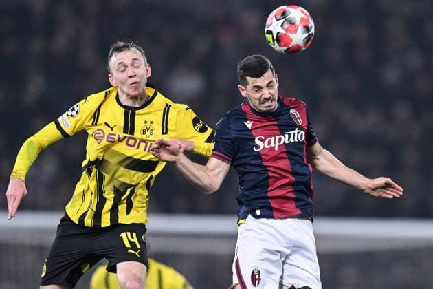 Db Bologna 21 01 2025 - Champions League Bologna-Borussia Dortmund foto Daniele Buffa Image nella foto: Maximilian Beier-Remo Freuler 
