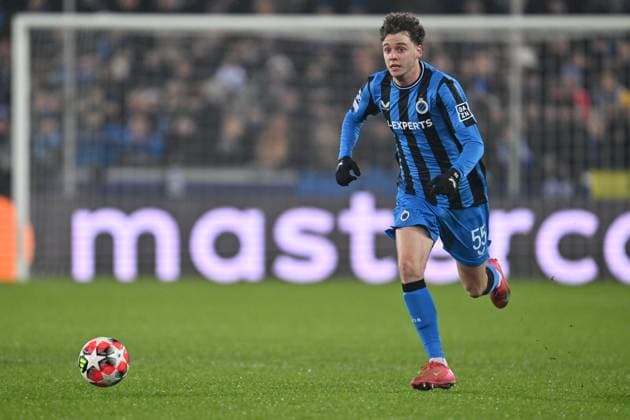 250121 Champions League MD 7 Club Brugge vs Juventus Maxim De Cuyper (55) of Club Brugge pictured during a soccer game between Belgian Club Brugge KV and Italian Juventus in the UEFA Champions League League Phase day 7 of the 2024-25 season, on Tuesday 21 January 2025 in Brugge , Belgium . photo Isosport David Catry Brugge Belgium  Copyright: xDavidxCatryx 20250121DC2_3305
