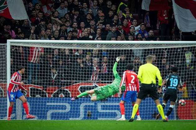 Piero Hincapie Bayer Leverkusen scores during a UEFA Champions League match between Atletico de Madrid and Bayer Leverkusen at Riyadh Air Metropolitano in Madrid, Madrid, Spain, on January 21 2025 Photo by Felipe Mondino Copyright: x@FELIPExMONDINOx