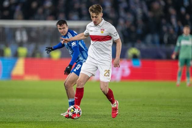 Anthony Rouault with the ball during UEFA Champions league match, SK Slovan Bratislava - VFB Stuttgart , 21. january 2025, Tehelne pole Stadium, Bratislava, Slovakia Copyright: xMICHALxFAJT,ZOSPORTU.SKx FAJ_7791
