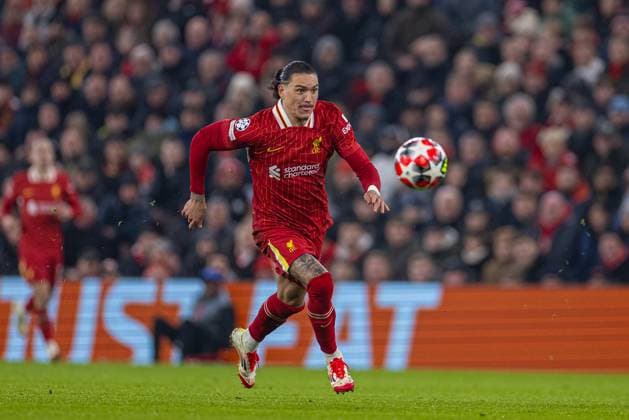 Football - UEFA Champions League - League Phase - Liverpool FC v Lille OSC LIVERPOOL, ENGLAND - Tuesday, January 21, 2025: Liverpool s Darwin Nunez during the UEFA Champions League game between Liverpool FC and Lille OSC at Anfield. (Photo by David Rawcliffe Propaganda) LIVERPOOL Anfield MERSEYSIDE ENGLAND  Copyright: xDavidxRawcliffex P2025-01-21-Liverpool_Lille-46