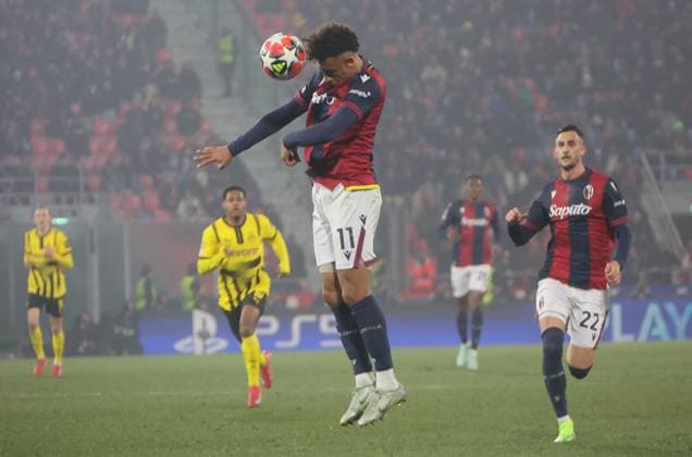 Bologna s Dan Ndoye during the Uefa Champions League soccer match between Bologna f.c. and Borussia Dortmund at & x201c;Renato Dall Ara& x201d; Stadium, Bologna, northern Italy, Tuesday, January 21, 2025. - Soccer - (Photo Michele Nucci - LaPresse)  Copyright: xMichelexNucci LaPressex
