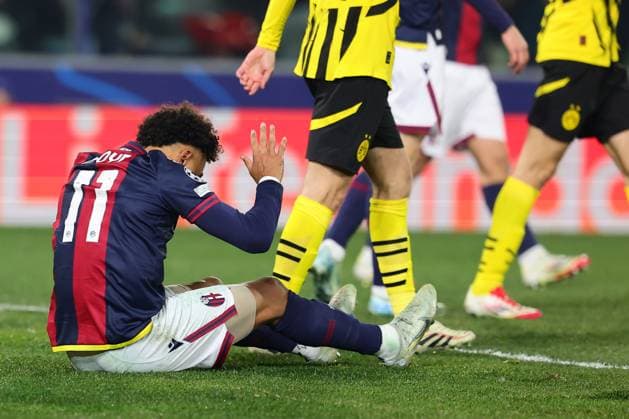 Dan Ndoye of Bologna FC dejected during the Champions League football match between Bologna FC and Borussia Dortmund at Renato Dall Ara stadium in Bologna (Italy), January 21st, 2025. cesarexpurini