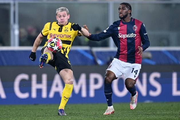 Cm Bologna 21 01 2025 - Champions League Bologna-Borussia Dortmund foto Cristiano Mazzi Image nella foto: Julian Ryerson-Samuel Iling Junior 