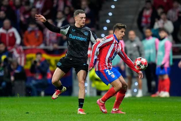 Champions League 2024 25 League match between Atletico de Madrid and Bayer Leverkusen Giuliano Simeone of Atletico de Madrid and Florian Wirtz of Bayer Leverkusen during the UEFA Champions League 2024 25 League match between Atletico de Madrid and Bayer Leverkusen at Riyadh Air Metropolitano on December 11, 2024 in Madrid, Spain MadridSpain  Copyright: xx