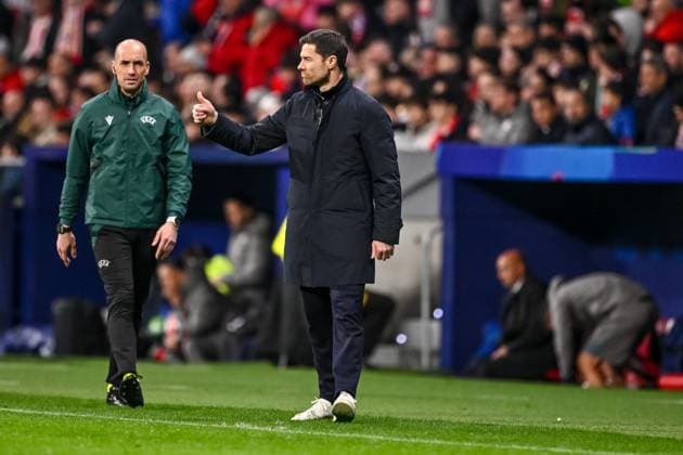 Coach Xabi Alonso Bayer 04 Leverkusen gestures during the UEFA Champions League 2024 25 League Phase MD7 match between Atletico de Madrid and Bayer 04 Leverkusen at Estadio Civitas Metropolitano on January 21, 2025 in Madrid, Spain Photo by Harry Langer DeFodi Images Defodi 541 ATLBAY20250121 052 Defodi-541