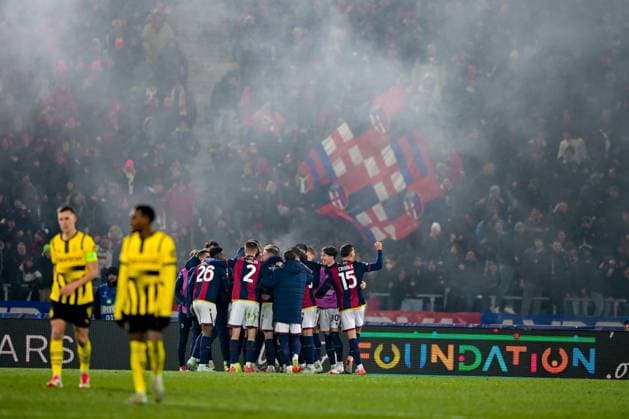 Bologna s Samuel Iling-Junior celebrates after scoring a goal during Bologna FC vs Borussia Dortmund, UEFA Champions League football match in Bologna, Italy, January 21 2025  Copyright: xAlessioxMarini IPAxSportx xipa-agency.netx xx IPA_53203096 IPA_Agency_IPA53203096