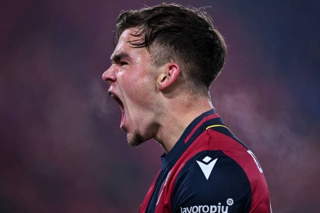 Cm Bologna 21 01 2025 - Champions League Bologna-Borussia Dortmund foto Cristiano Mazzi Image nella foto: esultanza gol Thijs Dallinga 