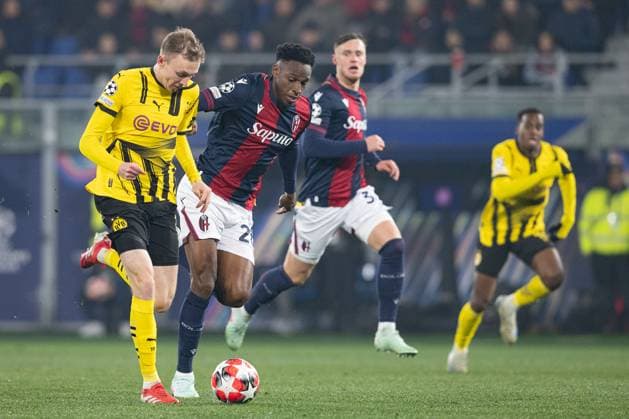 Foto IPP Damiano Fiorentini Bologna 21 01 2025 calcio Champions League partita Bologna - Borussia Dortmund nella foto: Maximilian Beier in azione Italy Photo Press World Copyright italy ITALY  Copyright: xR4924_italyphotopressx