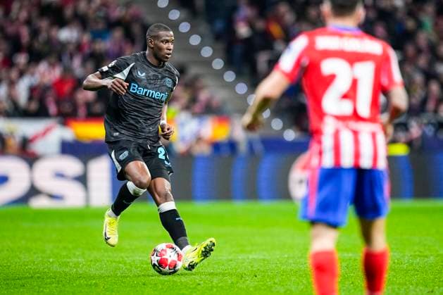 January 21, 2025, Madrid, Madrid, SPAIN: Nordi Mukiele of Bayer Leverkusen in action during the UEFA Champions League 2024 25 League Phase MD7 match between Atletico de Madrid and Bayer 04 Leverkusen at Riyadh Air Metropolitano stadium on January 21, 2025, in Madrid, Spain. Madrid SPAIN - ZUMAa181 20250121_zaa_a181_165 Copyright: xOscarxJ.xBarrosox