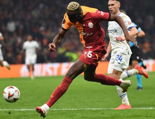 Victor Osimhen of Galatasaray reacts during the UEFA Europa League 2024 25 League Phase MD7 match between Galatasaray A.S. and FC Dynamo Kyiv at Ali Sami Yen Spor Kompleksi Rams Park on January 21, 2025 in Istanbul, Turkey. (Photo by Seskimphoto ) Galatasaray v Dynamo Kyiv - UEFA Europa League 2024 25 League 