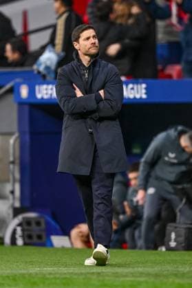 Coach Xabi Alonso Bayer 04 Leverkusen looks dejected during the UEFA Champions League 2024 25 League Phase MD7 match between Atletico de Madrid and Bayer 04 Leverkusen at Estadio Civitas Metropolitano on January 21, 2025 in Madrid, Spain Photo by Harry Langer DeFodi Images Defodi 541 ATLBAY20250121 075 Defodi-541