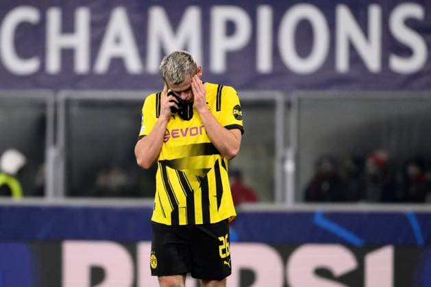 Bilder des Jahres 2025, Sport 01 Januar Sport Themen der Woche KW04 Sport Bilder des Tages Julian Ryerson of Borussia Dortmund dejection at the end of the Champions League football match between Bologna FC and Borussia Dortmund at Renato Dall Ara stadium in Bologna (Italy), January 21, 2025. andreaxstaccioli