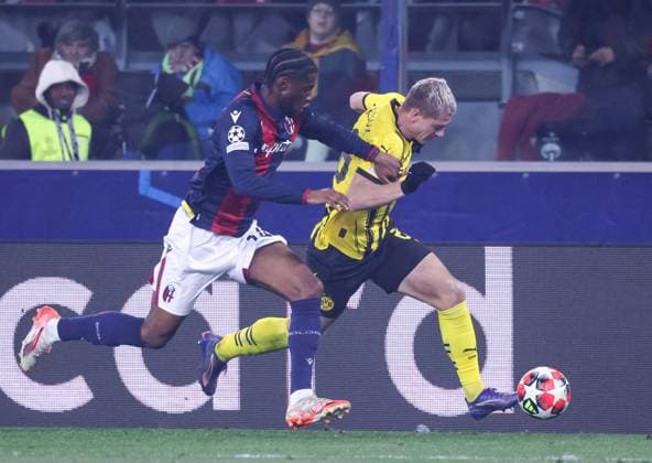 January 21, 2025, Bologna, Bologna, ITALY: During the Champions League match 21 01 2025 Football match between FC Bologna vs Borussia Dortmund at the Dall Ara stadium in Bologna.In picture: Julian Ryerson of Borussia Dortmund Bologna ITALY - ZUMAs236 20250121_aap_s236_040 Copyright: xFabioxSassox