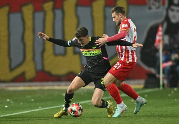 CRVENA ZVEZDA vs PSV EINDHOVEN GUUS TIL, football player of PSV Eindhoven, during the UEFA Champion League match against Crvena zvezda, at Stadium Rajko Mitic. Belgrade, 21.01.2025. photo: MN Press FOOTBALL, CRVENA ZVEZDA, RED STAR, UEFA CHAMPIONS LEAGUE, PSV EINDHOVEN Belgrade Rajko Mitic stadium Serbia Copyright: xMarkoxMetlasx xMNxPressx