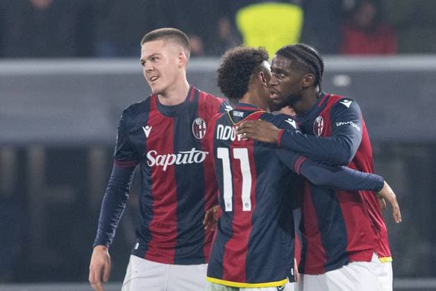 Foto IPP Damiano Fiorentini Bologna 21 01 2025 calcio Champions League partita Bologna - Borussia Dortmund nella foto: esultanza gol di Samuel Iling-Junior Italy Photo Press World Copyright italy ITALY  Copyright: xR4924_italyphotopressx