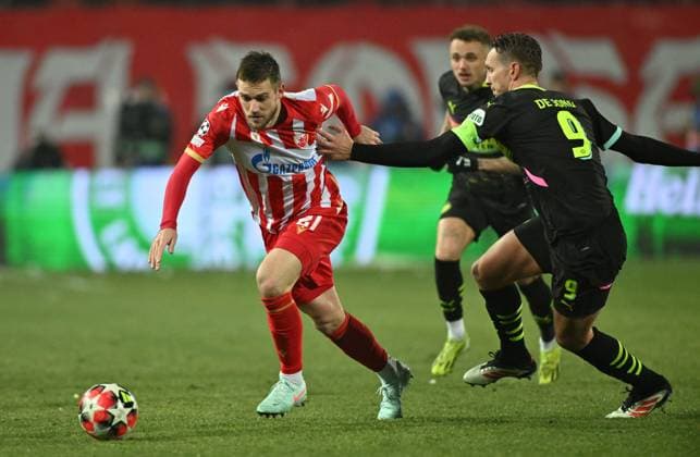 CRVENA ZVEZDA vs PSV EINDHOVEN TIMI MAX ELSNIK, football player of Crvena zvezda, during the UEFA Champion League match against PSV Eindhoven, at Stadium Rajko Mitic. Belgrade, 21.01.2025. photo: MN Press FOOTBALL, CRVENA ZVEZDA, RED STAR, UEFA CHAMPIONS LEAGUE, PSV EINDHOVEN Belgrade Rajko Mitic stadium Serbia Copyright: xMarkoxMetlasx xMNxPressx