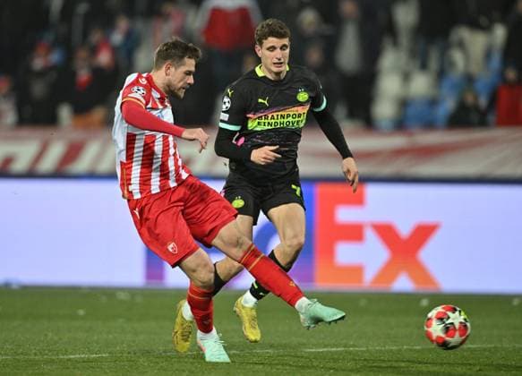 CRVENA ZVEZDA vs PSV EINDHOVEN TIMI MAX ELSNIK, football player of Crvena zvezda, during the UEFA Champion League match against PSV Eindhoven, at Stadium Rajko Mitic. Belgrade, 21.01.2025. photo: MN Press FOOTBALL, CRVENA ZVEZDA, RED STAR, UEFA CHAMPIONS LEAGUE, PSV EINDHOVEN Belgrade Rajko Mitic stadium Serbia Copyright: xMarkoxMetlasx xMNxPressx