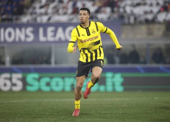 CALCIO - UEFA Champions League - Bologna FC vs Borussia Dortmund Felix Nmecha of Borussia Dortmund during the IUefa Champions League, 2024 25 season, football match between Bologna FC 1909 and Borussia Dortmund on 21 January 2025 at Renato Dallâ??Ara Stadium, Bologna, Italy. Photo Nderim Kaceli Bologna Italy  Copyright: xIPAxSport ABACAx