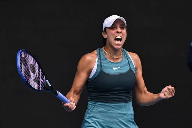 TENNIS AUSTRALIAN OPEN, Madison Keys of USA celebrates winning her 1 4 final match against Elina Svitolina of Ukraine during the 2025 Australian Open at Melbourne Park in Melbourne, Wednesday, January 22, 2025. ( NO ARCHIVING, EDITORIAL USE ONLY, NO USE IN BOOKS WITHOUT CONSENT MELBOURNE VICTORIA AUSTRALIA  Copyright: xJAMESxROSSx 20250122188620888749