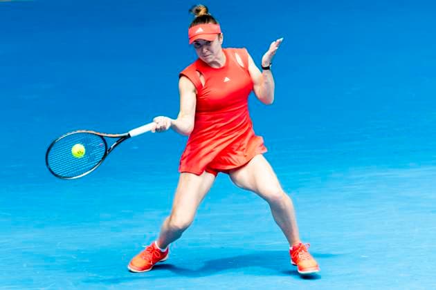 MELBOURNE, VIC - JANUARY 22: Elina Svitolina of Ukraine in action during the Quarterfinals of the 2025 Australian Open on January 22 2025, at Melbourne Park in Melbourne, Australia. (Photo by Jason Heidrich Icon Sportswire) TENNIS: JAN 22 Australian Open EDITORIAL USE ONLY Icon250122044