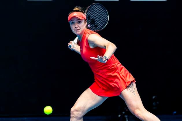 MELBOURNE, VIC - JANUARY 22: Elina Svitolina of Ukraine in action during the Quarterfinals of the 2025 Australian Open on January 22 2025, at Melbourne Park in Melbourne, Australia. (Photo by Jason Heidrich Icon Sportswire) TENNIS: JAN 22 Australian Open EDITORIAL USE ONLY Icon250122066