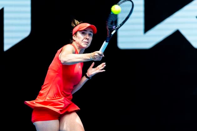 MELBOURNE, VIC - JANUARY 22: Elina Svitolina of Ukraine in action during the Quarterfinals of the 2025 Australian Open on January 22 2025, at Melbourne Park in Melbourne, Australia. (Photo by Jason Heidrich Icon Sportswire) TENNIS: JAN 22 Australian Open EDITORIAL USE ONLY Icon250122067