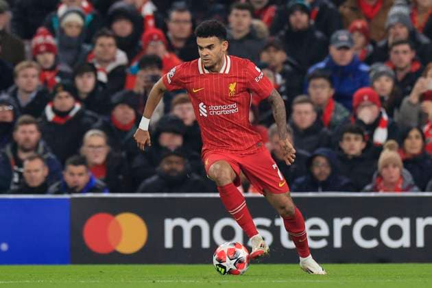 Liverpool v Lille OSC Champions League 21 01 2025. Luis Diaz (7) of Liverpool in action during the Champions League match between Liverpool and Lille OSC at Anfield, Liverpool, England on 21 January 2025. Liverpool Anfield Merseyside England Editorial use only , Copyright: xConorxMolloyx PSI-21296-0105