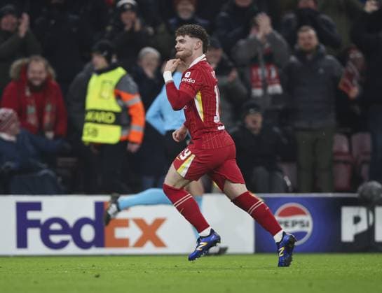 Liverpool v Lille, UEFA Champions League 21.01.25 Liverpool v Lille, UEFA Champions League, League Phase Harvey Elliott of Liverpool celebrates scoring his teams 2nd goal  Copyright: xBradleyxOrmesherx NINTCHDBPICT000965610793