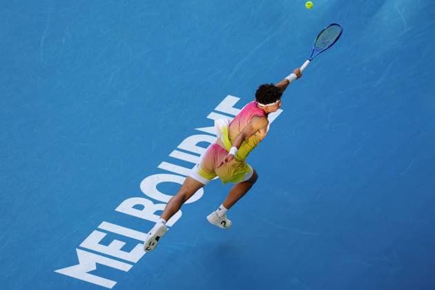 Ben Shelton during his Quarter-final match against Sonego in the Rod Laver Arena Australian Open, Day Eleven, Tennis, Melbourne Park, Melbourne, Australia - 22 Jan 2025  Copyright: xRachelxBach Shutterstockx 15108798dk