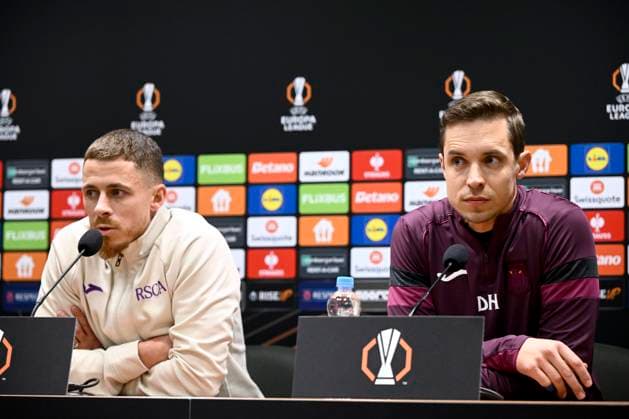 Viktoria Plzen v RSC Anderlecht - UEFA Europa League Media Activities 22 01 2025 PLZEN, CZECH REPUBLIC - JANUARY 22 : Hazard Thorgan midfielder of RSC Anderlecht and Hubert David head coach of RSC Anderlecht talking to the press during a press conference, PK, Pressekonferenz ahead of the UEFA Europa League 2024 25 League Phase MD7 match between Viktoria Plzen and RSC Anderlecht on January 22, 2025 in Plzen, Czech Republic, 22 01 2025 Plzen Czech Republic  Copyright: xPeterxDexVoechtx